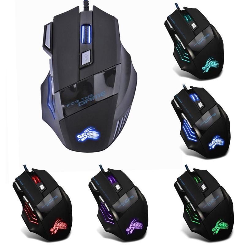 Wired Gaming Mouse 5500DPI 7-Color LED Backlight Optical Mouse Gamer USB 7 Buttons PC Gamer Computer Laptop Desktop Mice