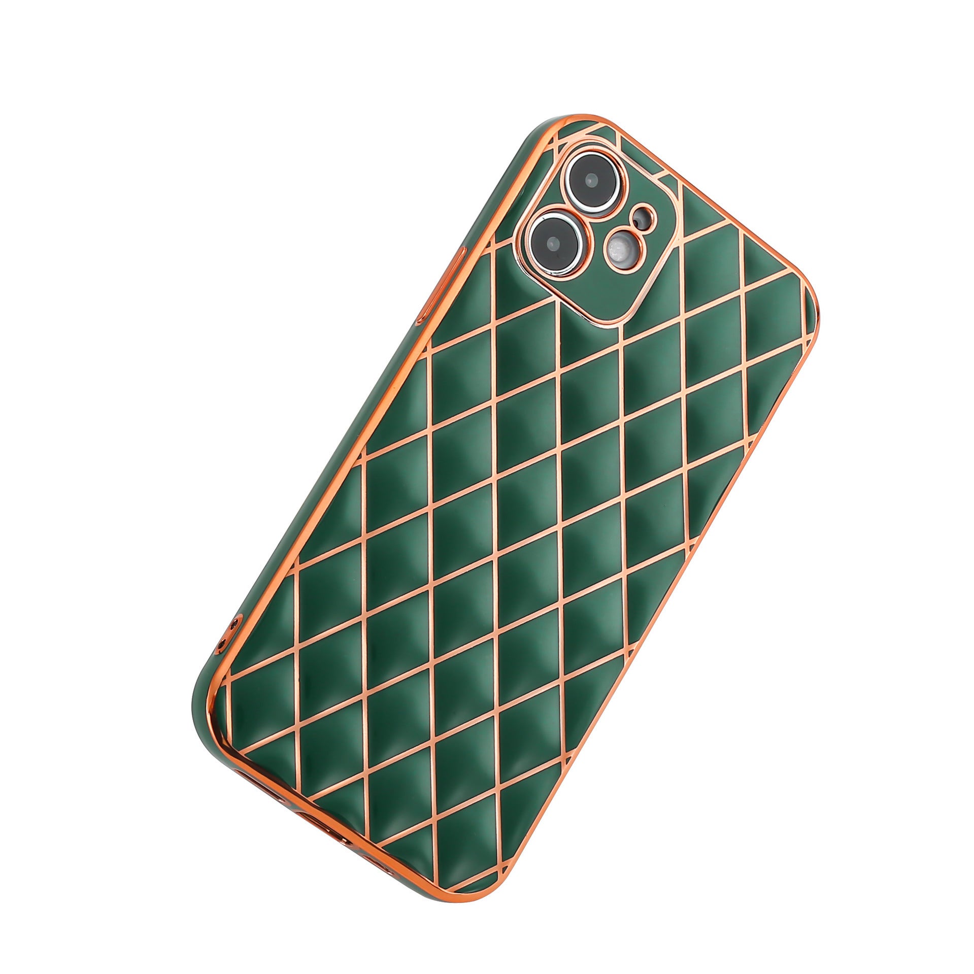 Electroplated Diamond Pattern Drop-resistant Classic Style Lambskin Phone Case