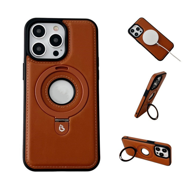 Magnetic Drop-resistant Leather Bracket Phone Case