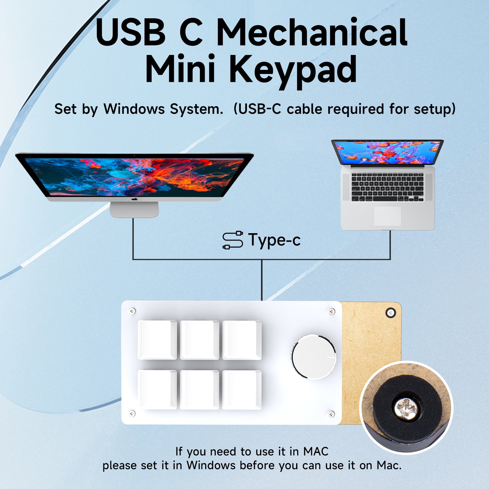 Programmable Macro Keyboard,6 Key Macro Mechanical Gaming Macro Keypad,Custom Knob KeyPad, Hot Swappable  Gaming Keyboard,Wired Programmable Keypad With Drawing Programming Video