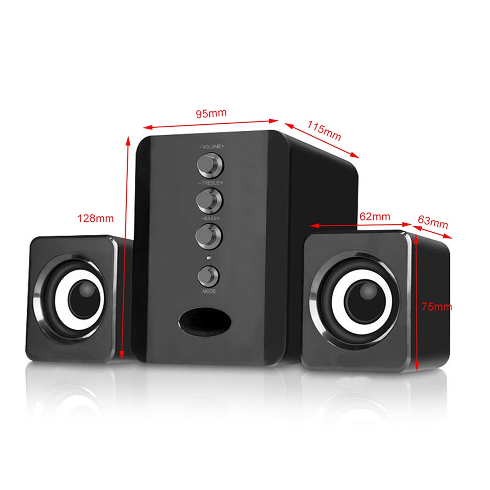 Computer Speaker Portable USB Powered Stereo Surround Wired Speakers for Laptop Phone Desktop PC TV Black