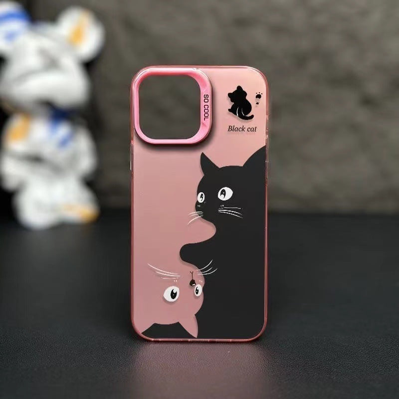 Cute Art Black Cat Hard Shell Phone Case