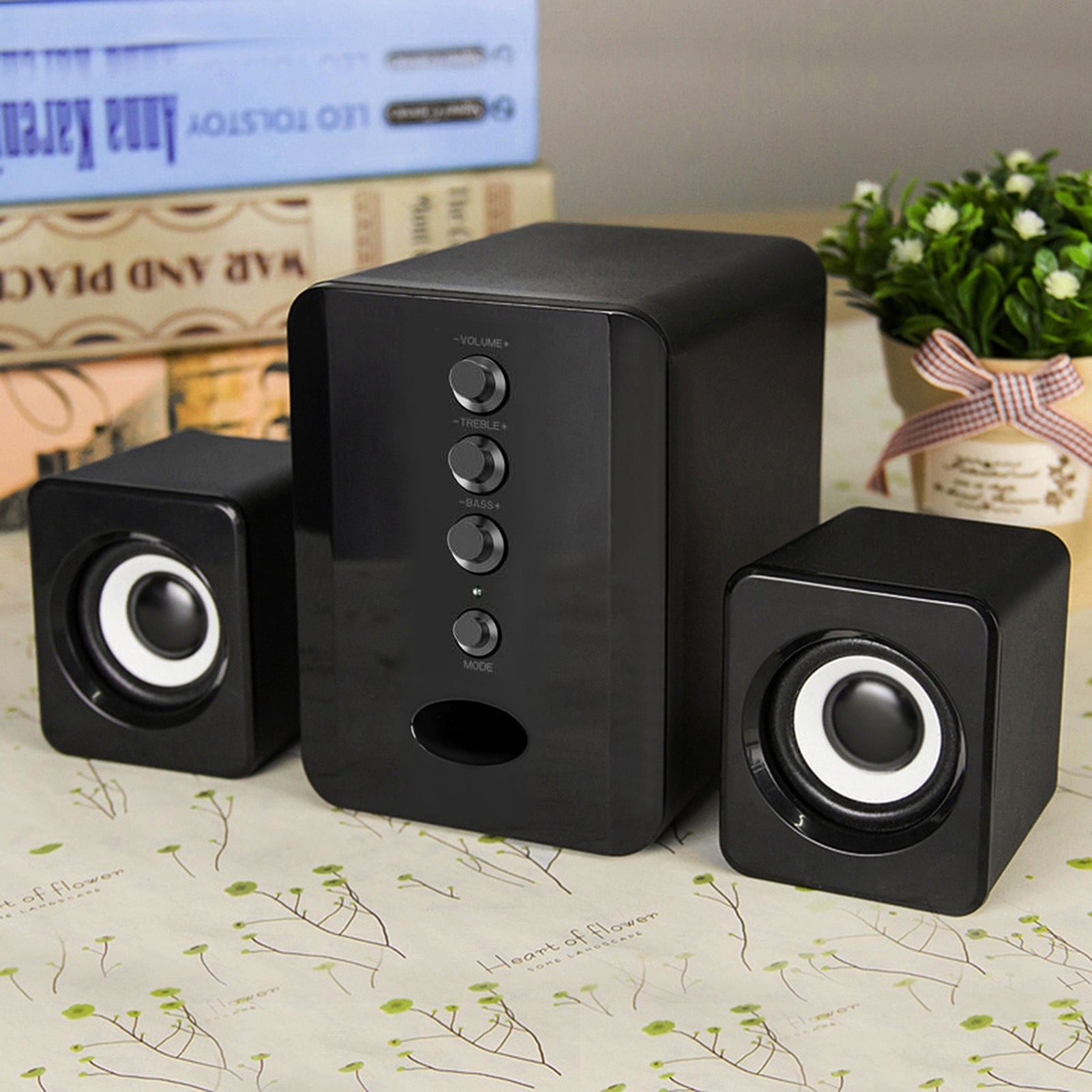 Computer Speaker Portable USB Powered Stereo Surround Wired Speakers for Laptop Phone Desktop PC TV Black