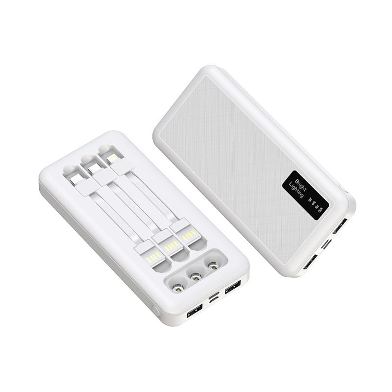 Power Bank With Cable Detachable Light Display Power Supply Large Capacity Fast Charging