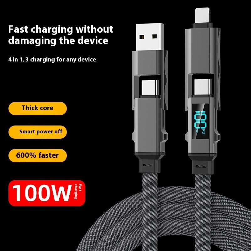 Digital Display Four-in-one Charging Cable Two-to-two Data Cable