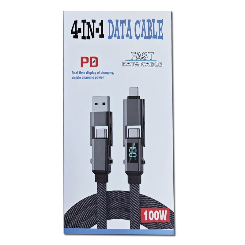 Digital Display Four-in-one Charging Cable Two-to-two Data Cable