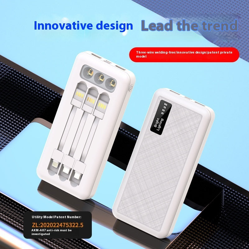 Power Bank With Cable Detachable Light Display Power Supply Large Capacity Fast Charging